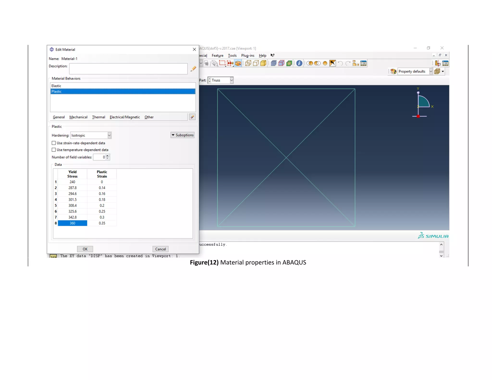  
Figure(12) Material properties in ABAQUS 
 