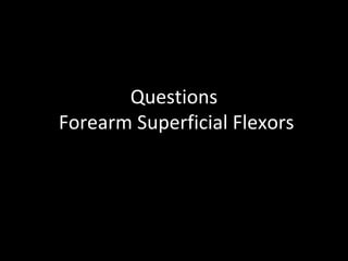 Questions
Forearm Superficial Flexors
 