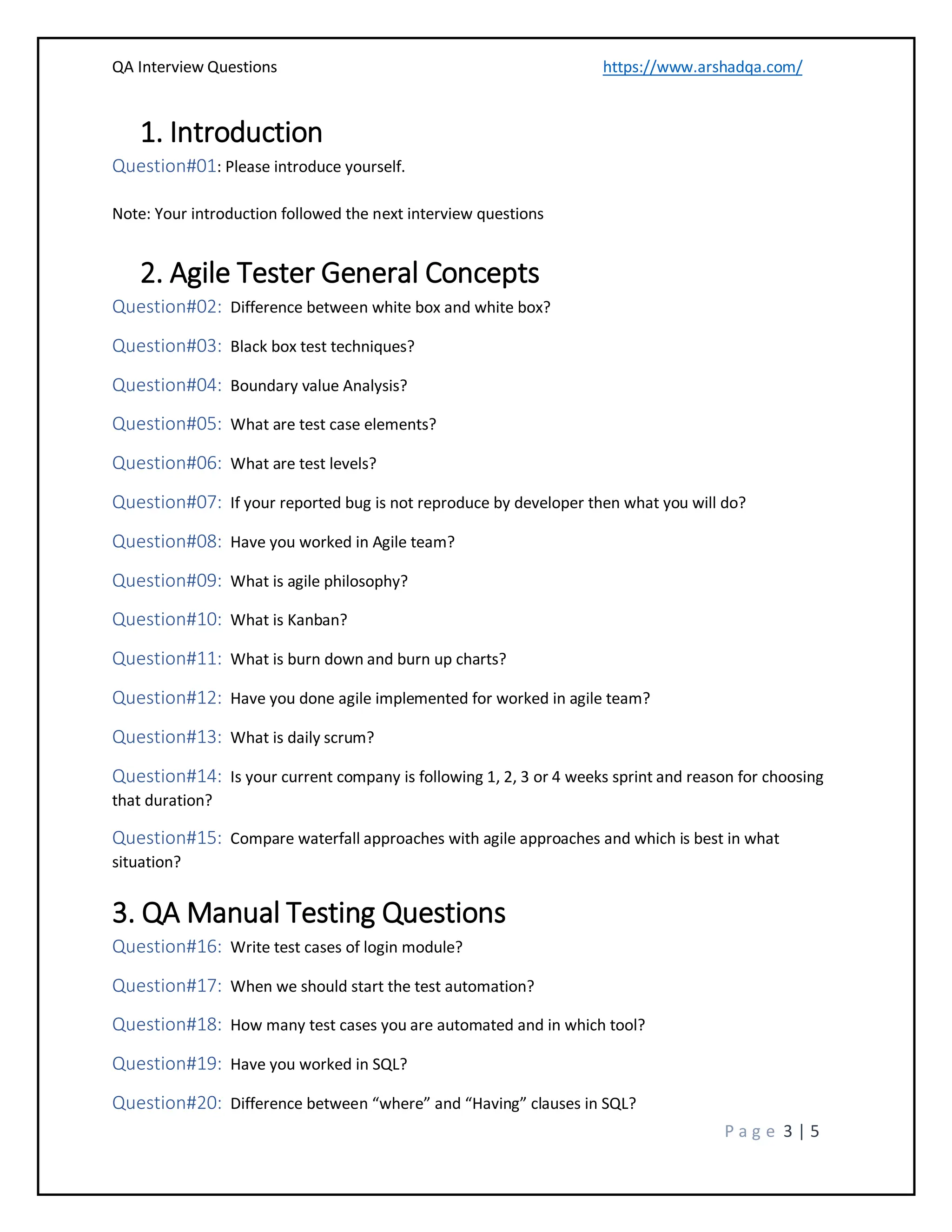 Software Quality Assurance Interview Questions