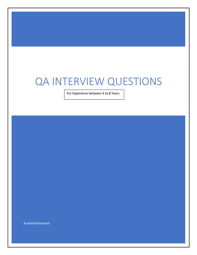 Software quality assurance interview questions pdf
