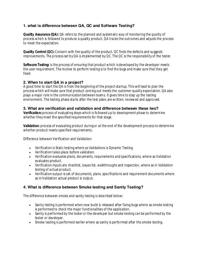 QA interview questions and answers