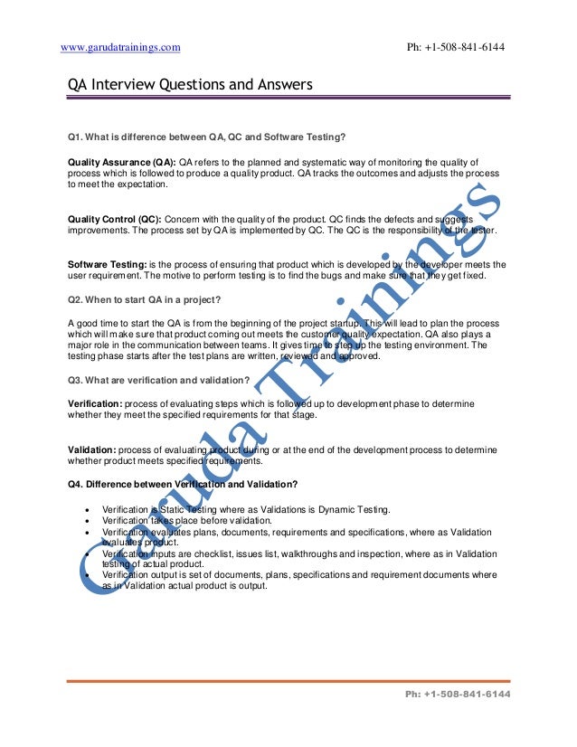 Qa interview questions and answers for placements