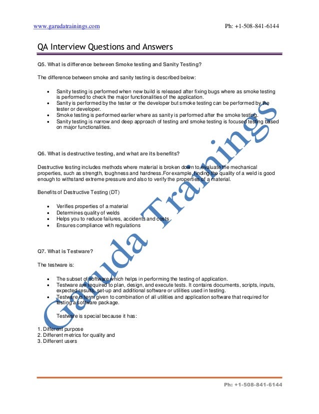 Qa interview questions and answers for placements