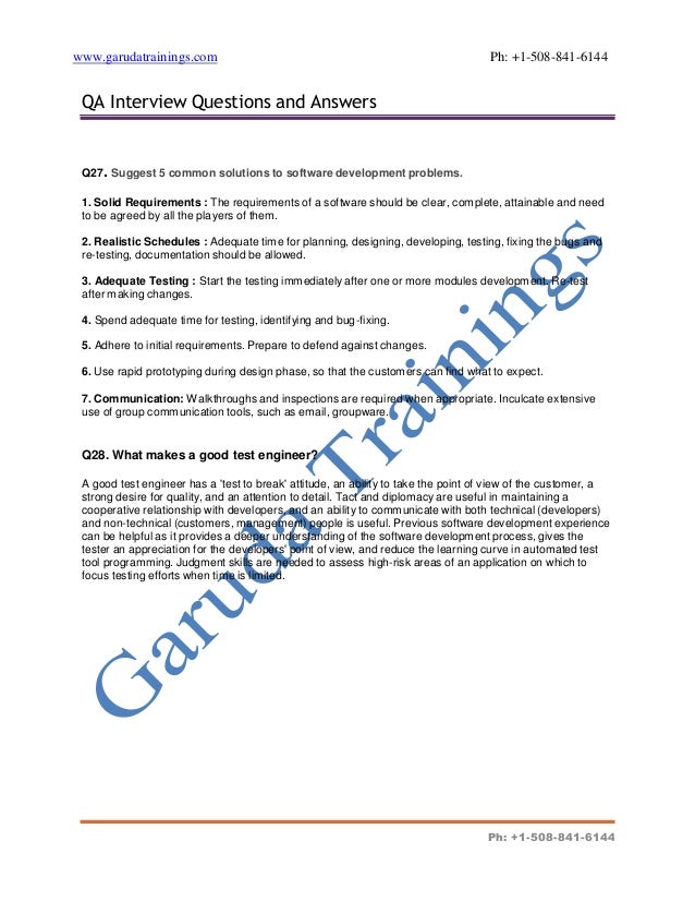 Qa interview questions and answers for placements