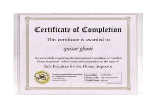 QAISAR GHANI CV & CERTIFICATES,  