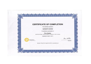 QAISAR GHANI CV & CERTIFICATES,  