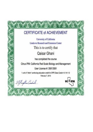 QAISAR GHANI CV & CERTIFICATES,  