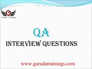 www.garudatrainings.com
QA
IntervIew QuestIons
 
