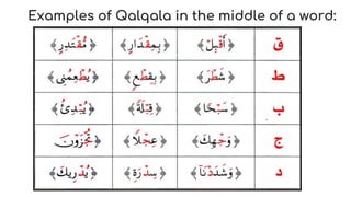 Examples of Qalqala in the middle of a word:
 