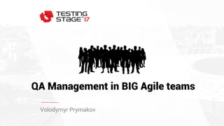 QA Management in BIG Agile teams
Volodymyr Prymakov
 