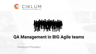 QA Management in BIG Agile teams
Volodymyr Prymakov
 