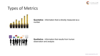 Types of Metrics
Quantative - Information that is directly measured as a
number
Qualitative - Information that results fro...