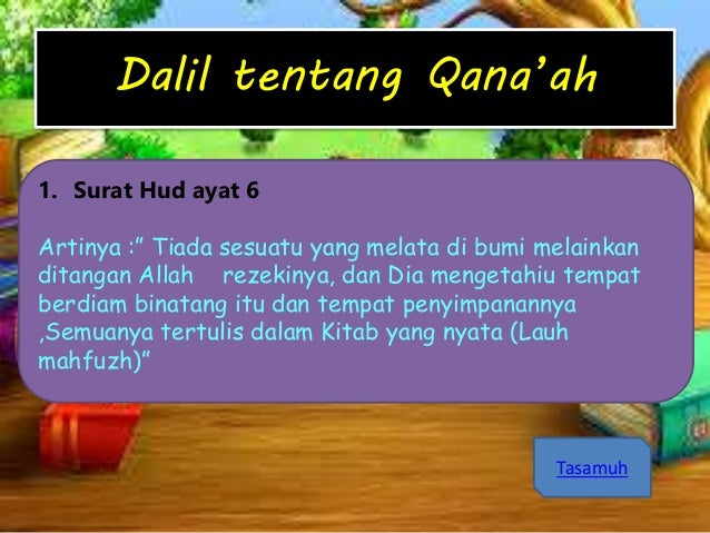Qana'ah dan tasamuh Qana'ah dan tasamuh