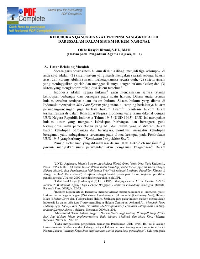 Qanun Jinayat Dlm Sistem Hukum Nasional