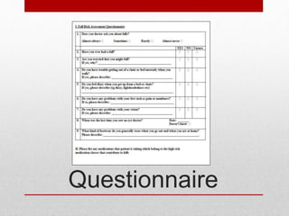 Audit Tool:
Questionnaire
 