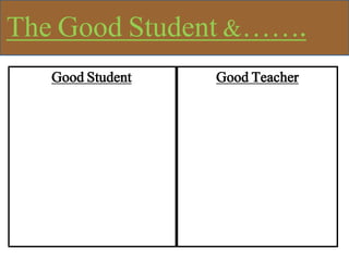 The Good Student &…….
Good Student Good Teacher
 