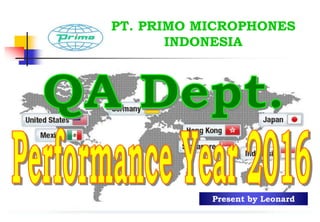 PT. PRIMO MICROPHONES
INDONESIA
Present by Leonard
 