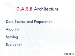 D.A.S.E Architecture
Data Source and Preparation
Algorithm
Serving
Evaluation
 