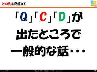 45Copyright © mediba inc. All Rights Reserved.Confidential
その先を見据えて
「Q」「C」「D」が
出たところで
一般的な話・・・
 