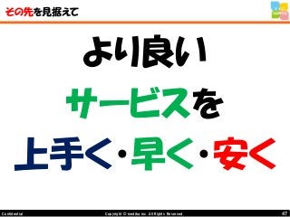 47Copyright © mediba inc. All Rights Reserved.Confidential
その先を見据えて
より良い
サービスを
上手く・早く・安く
 