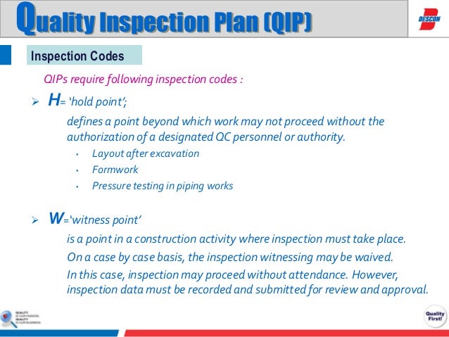 Inspection Test Plan Hold Point Vs Witness Point Vs