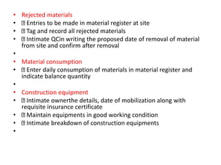 Rejected Material Ragister Qaqc in civil construction | PPTX