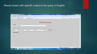 Result screen with specific output to the query in English
 