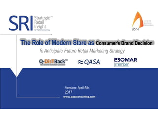 The Role of Modern Store as Consumer’s Brand Decision
To Anticipate Future Retail Marketing Strategy
Version: April 6th,
2017
 