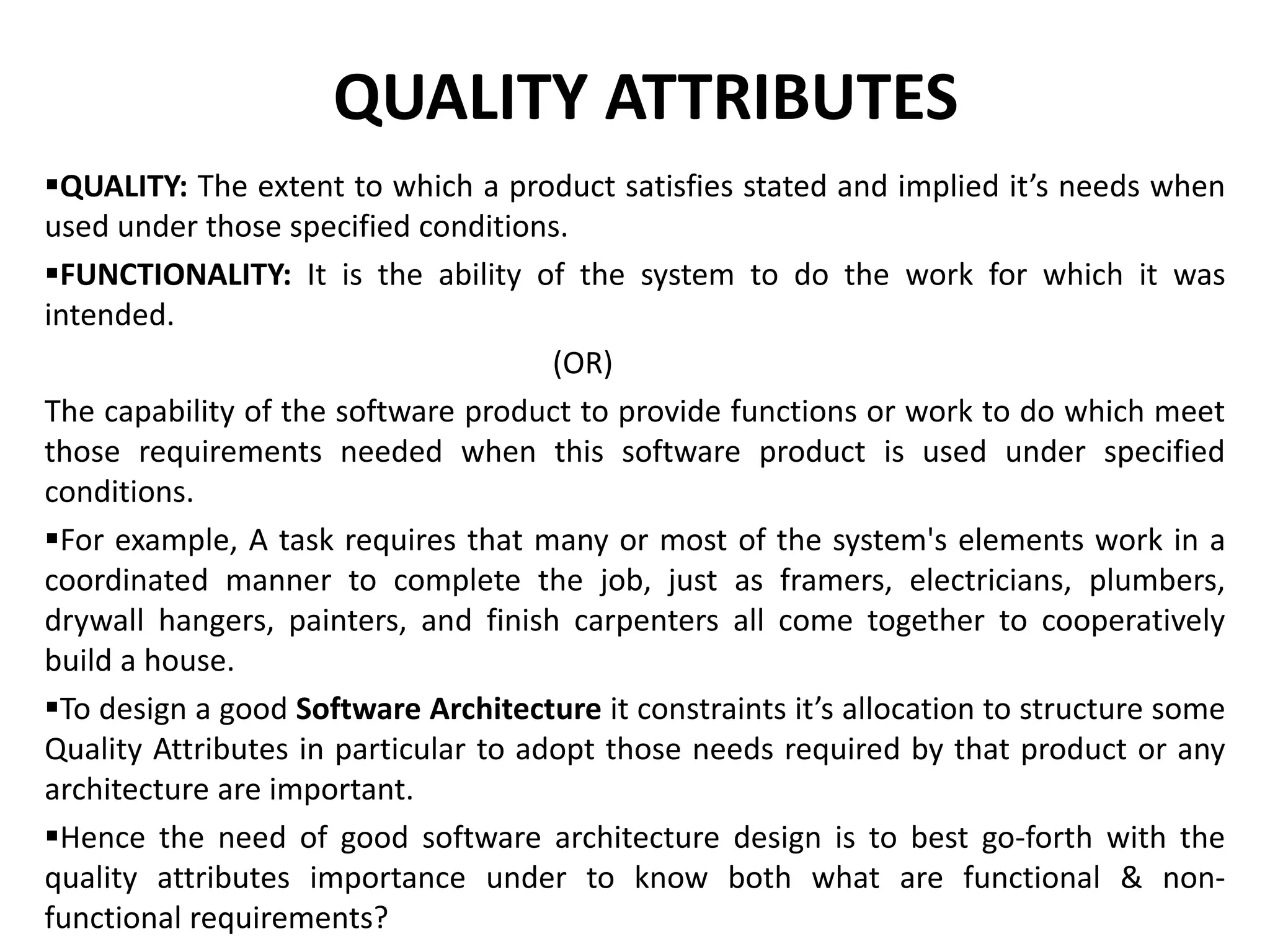 Quality attributes in software architecture design patterns ppt