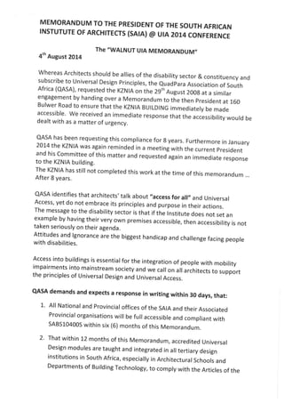 QASA Memorandum to SAIA - 4 Aug 2014