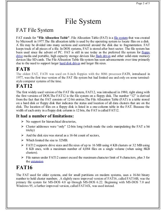 file system fat and ntfs fat file size limit