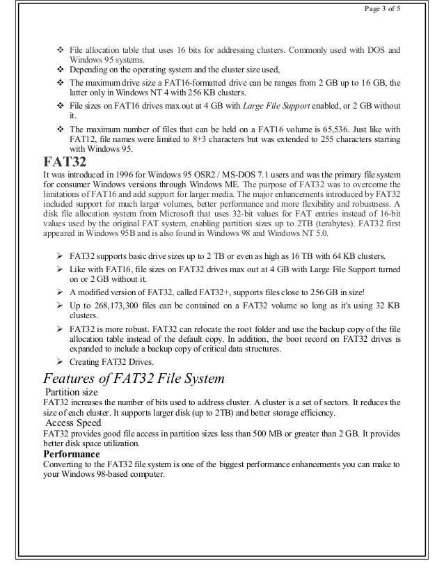 file system fat and ntfs fat32 cluster size