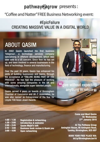 Qasim Majid - Creating Massive Value in A Digital World #epicfailure at Coffee & Natter Birmingham, Jan 16