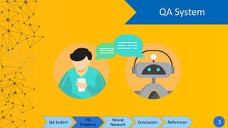 QA System
QA System
HR
Problems
Neural
Network
Conclusion References 3
 