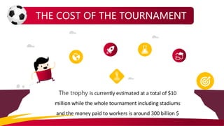The trophy is currently estimated at a total of $10
million while the whole tournament including stadiums
and the money pa...