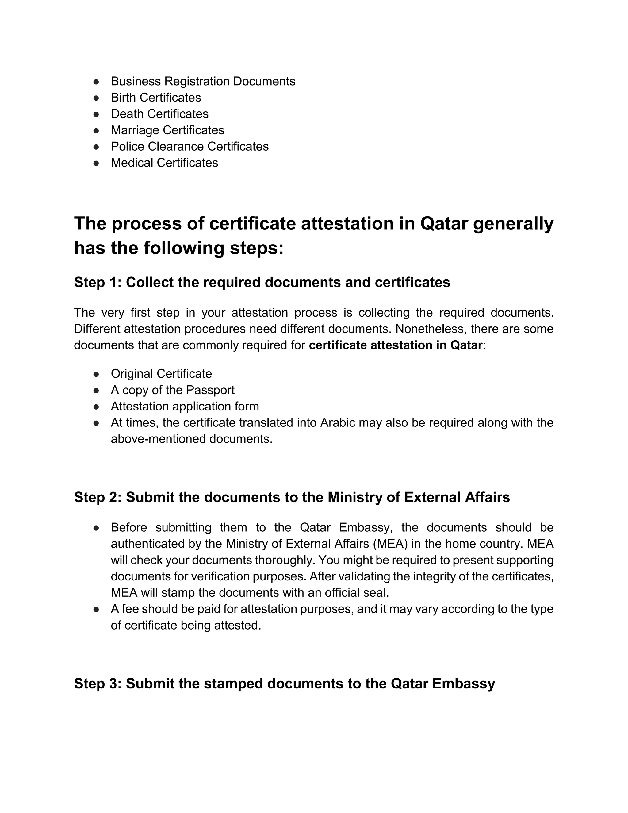 Qatar Attestation Birth Certificate Attestation In Qatar Docx