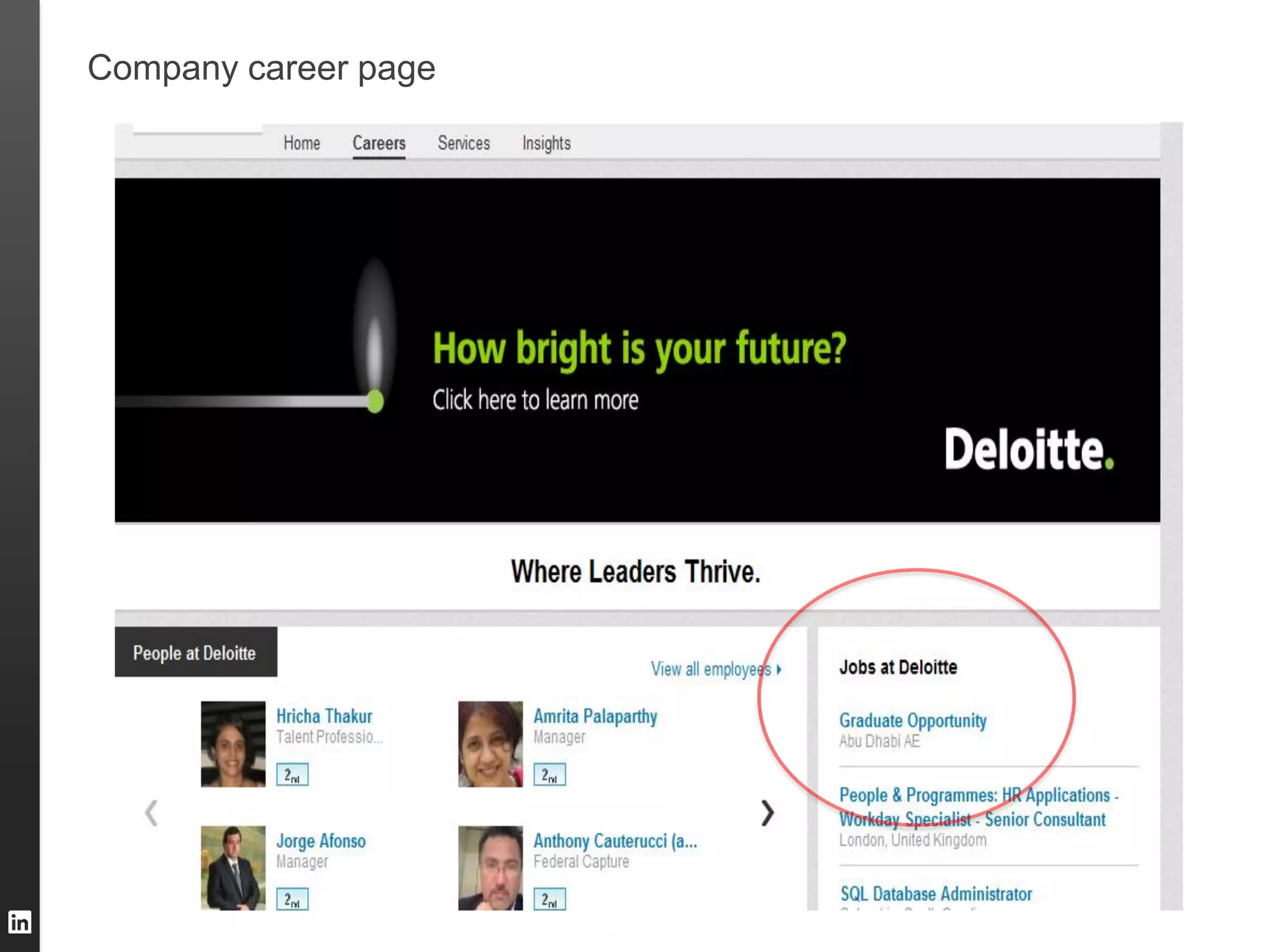 Company career page
 
