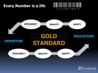 Every Number is a life
                                         234   671   832 3 648   77 2398 888   999




             EFFICIENCY             QUALITY                            SAFETY




                     GOLD                                               EDUCATION
EXPERTISE
                   STANDARD
    EFFICIENCY            QUALITY                    SAFETY
 