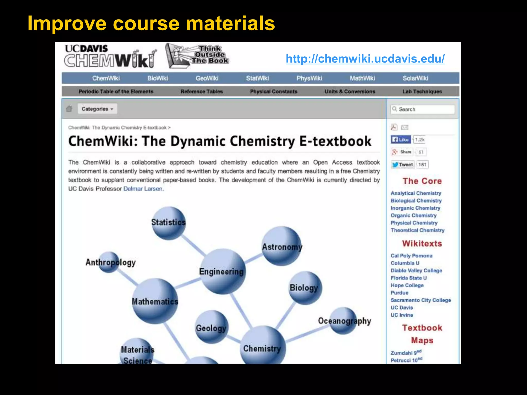 Improve course materials 
http://chemwiki.ucdavis.edu/ 
 