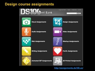 Design course assignments 
http://assignments.ds106.us/ 
 