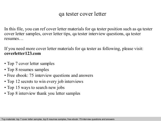 Qa tester cover letter template