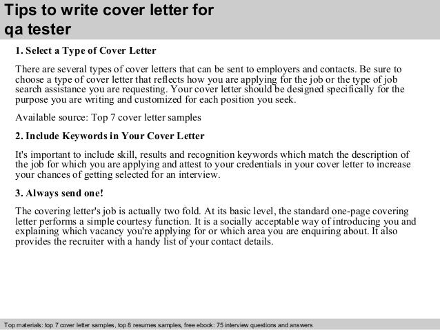 Qa Tester Cover Letter