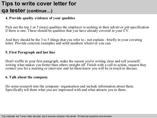 Sample cover letter tester
