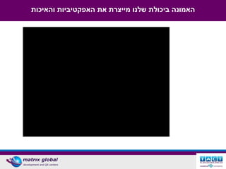 ‫האמונה ביכולת שלנו מייצרת את האפקטיביות והאיכות‬
 