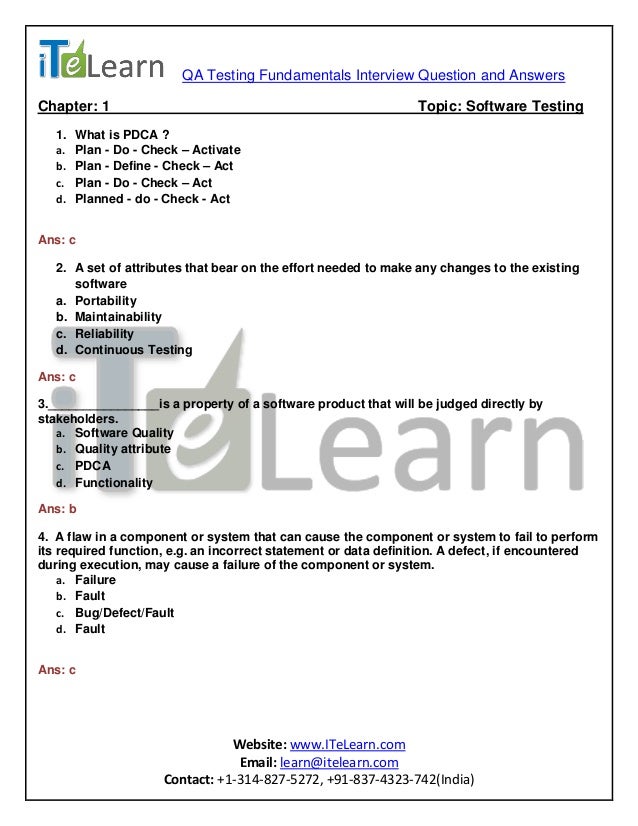 qa testing interview questions and answers