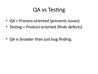 Quality Assurance (QA) Testing Fundamentals: Manual, Automation ...