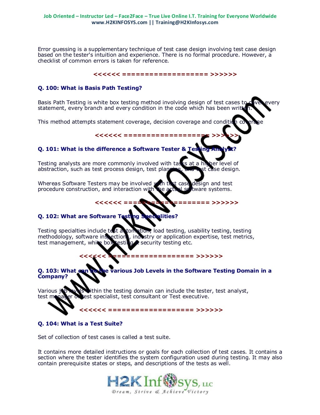 Latest QA Interview Questions Top 100 QA Testing Interview Questions