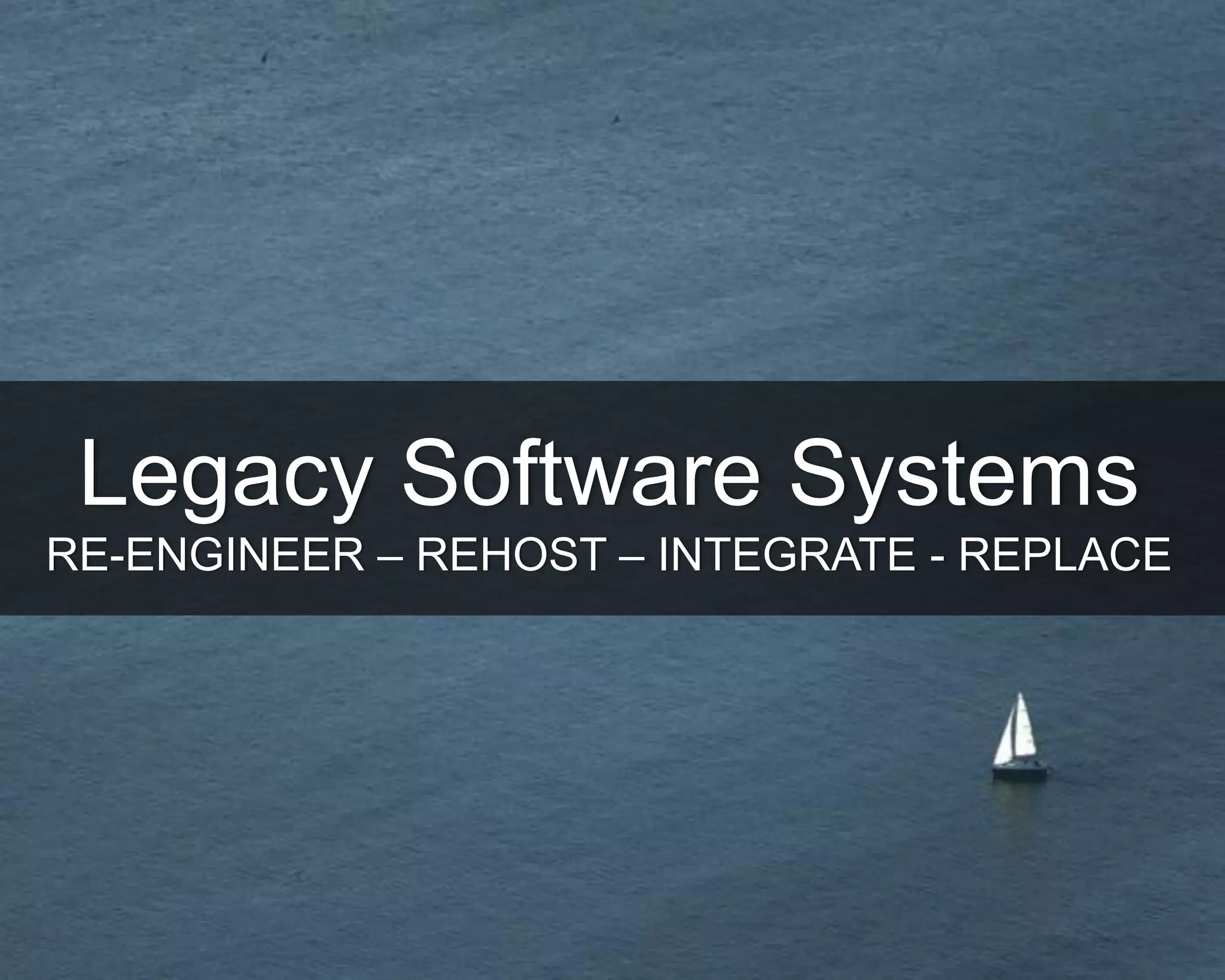 ©Copyright 2012 QA Technologies, Inc. All rights
Reserved. ©Copyright 2012 QA Technologies, Inc. All rights Reserved.
Legacy Software Systems
RE-ENGINEER – REHOST – INTEGRATE - REPLACE
 