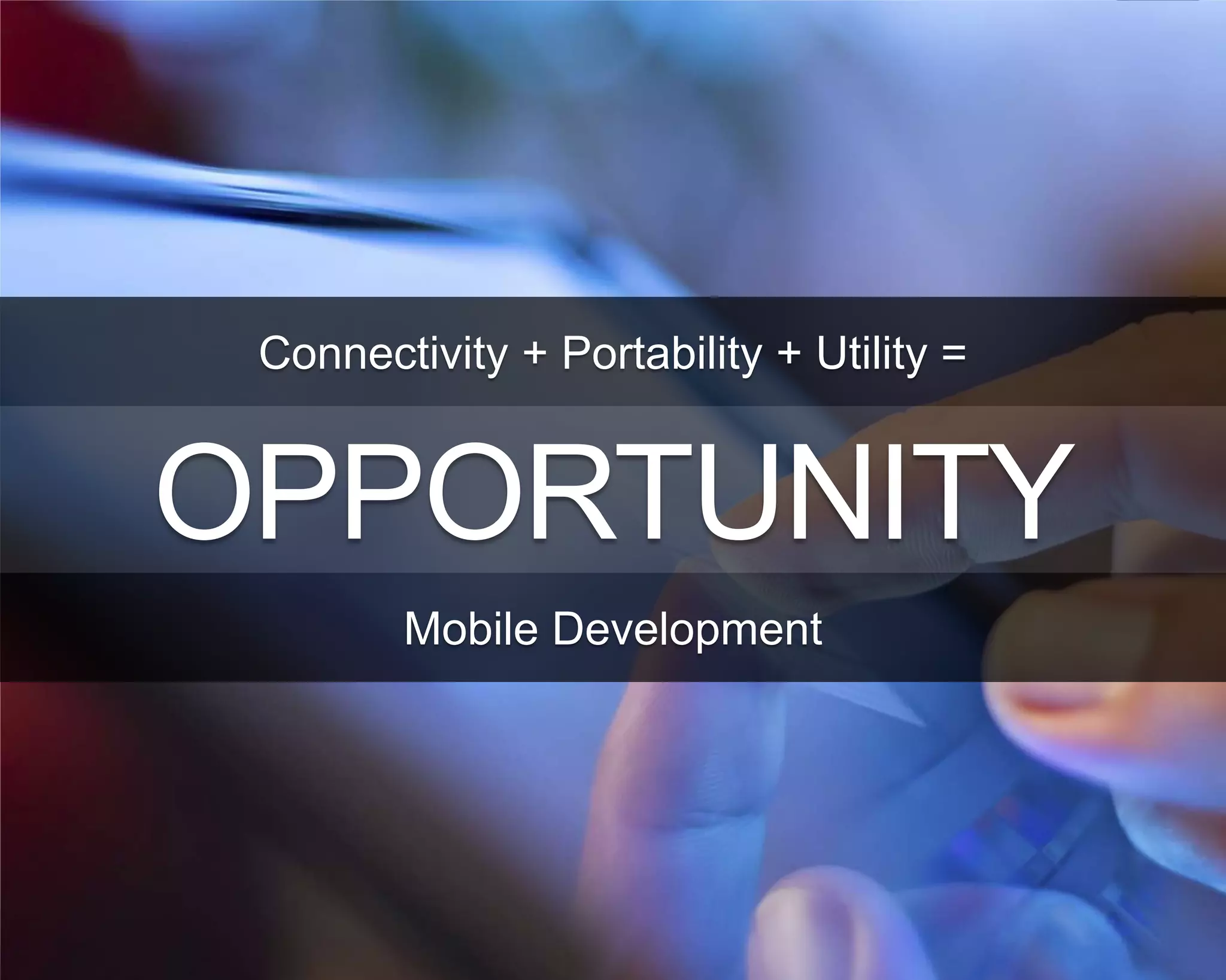 ©Copyright 2012 QA Technologies, Inc. All rights
Reserved. ©Copyright 2012 QA Technologies, Inc. All rights Reserved.
Connectivity + Portability + Utility =
OPPORTUNITY
Mobile Development
 