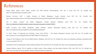 Quality Control Citations QA Unit I.: Quality Assurance and Quality Management Concept | PPTX
